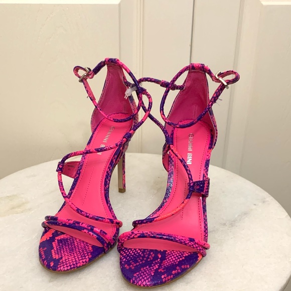 Gianni Bini Pink & Purple Kameela Snake Skin Heels - Picture 2 of 9